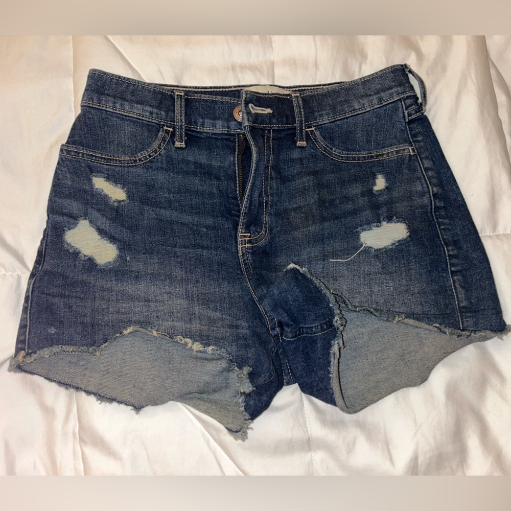 abercrombie kids Dark Blue Distressed Denim Jean Shorts